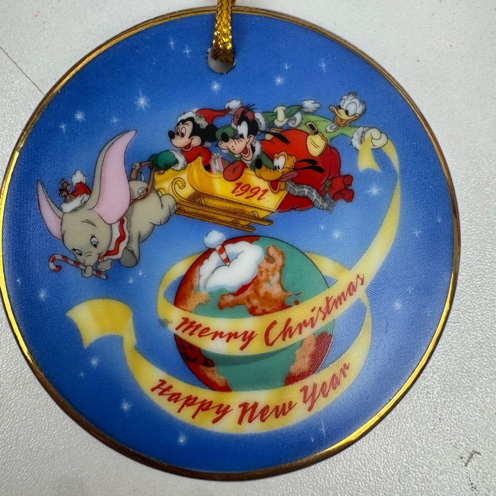 Vtg 1991 Disney Parks Christmas Ornament Dumbo Mickey Pluto Donald Japan